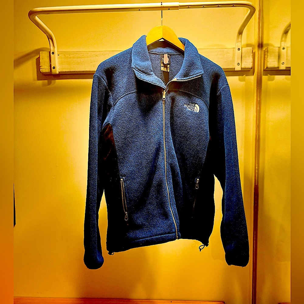 The North Face fleece zip up, blue with black arms, mens small, great condition - Picture 1 of 9